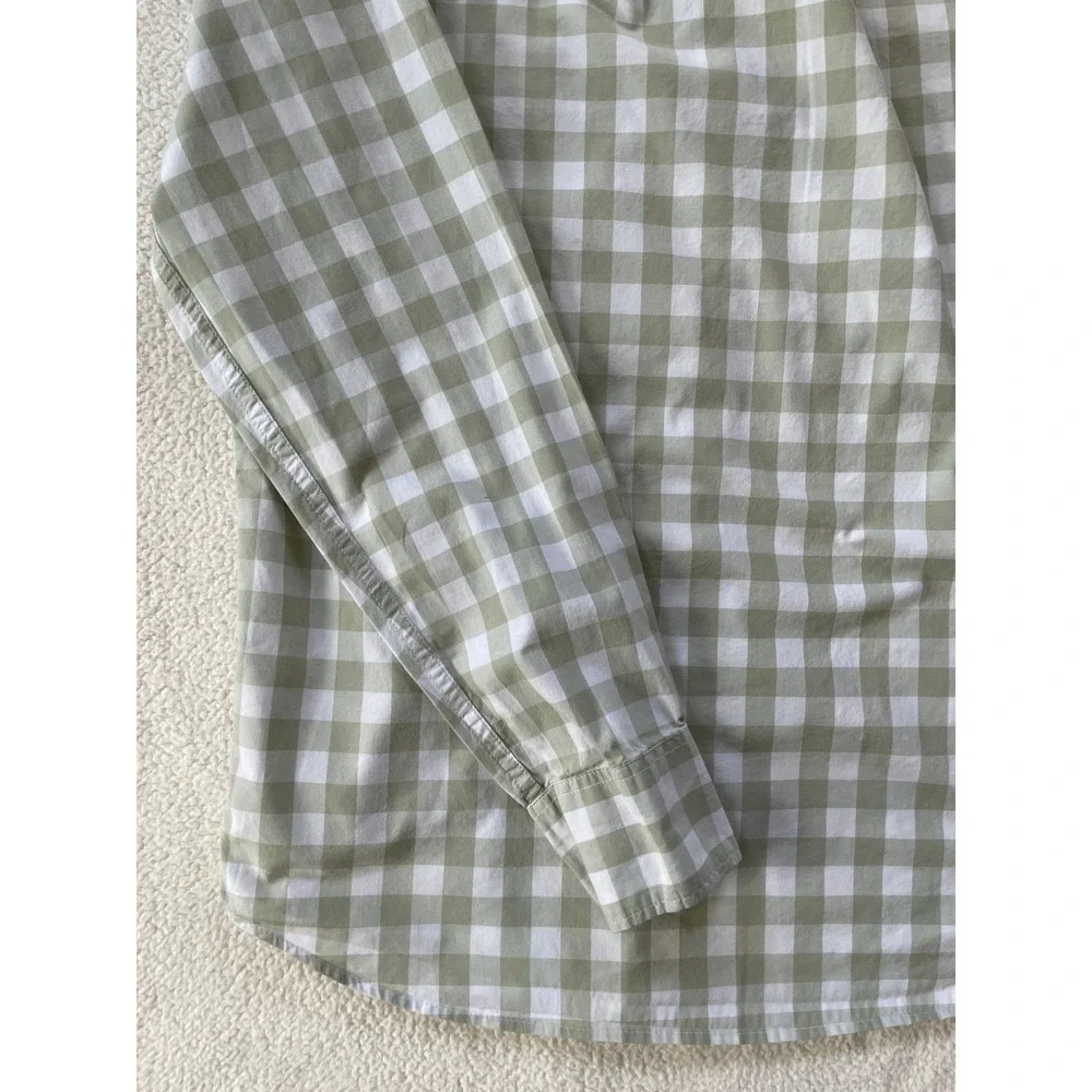 J.Crew Mens Small Secret Wash Button Down Shirt Green Gingham Check Slim Stretch